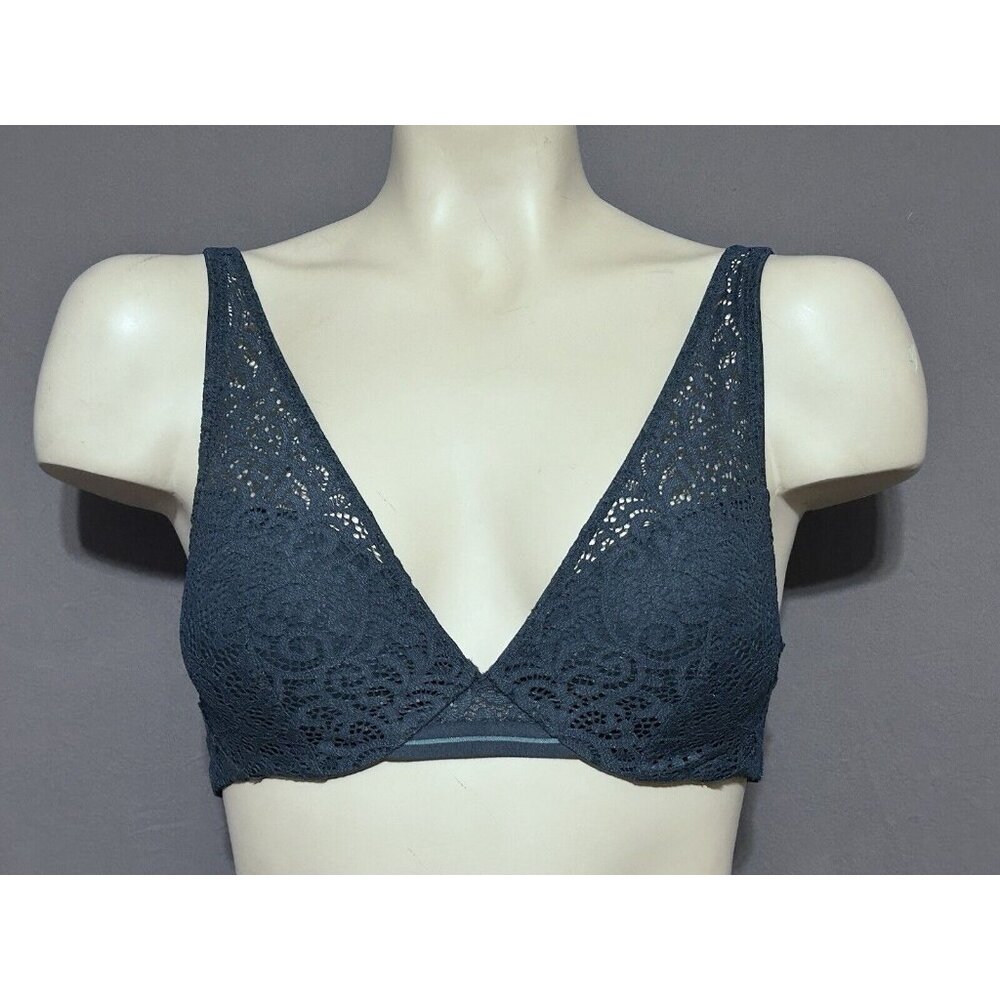 Third Love Artisan Lace Plunge Bra 32C1/2 Teal Padded Underwired